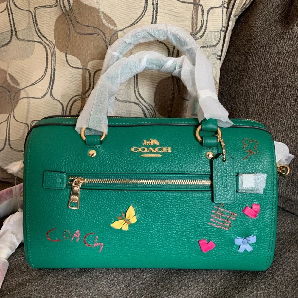 SOLD⛔️Authentic COACH Leather patches zip top satchel/Crosby - Picture 14 of 16